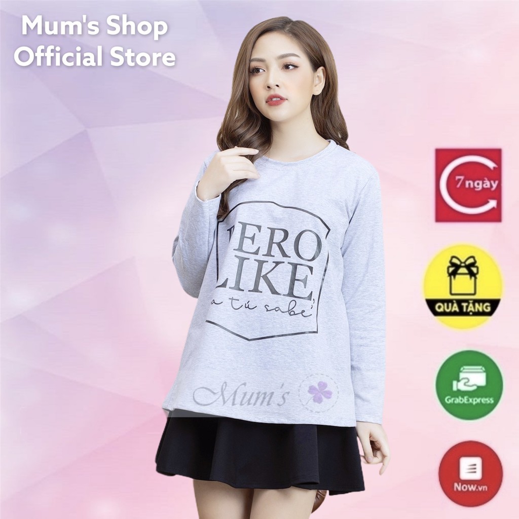 ÁO BẦU FREESHIP VẢI phông chữ cổ tròn dài tay