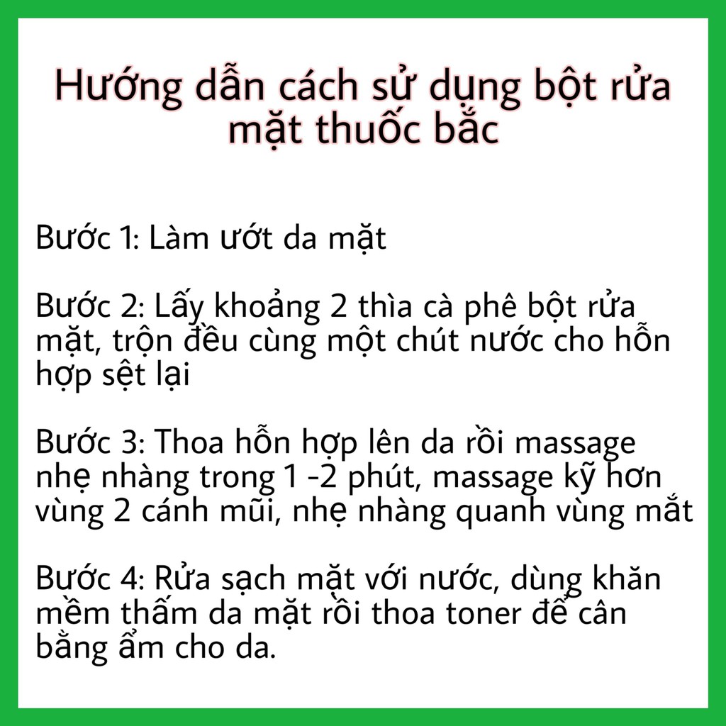 Bột Rửa Mặt Thuốc Bắc Handmade - Sạch Nhờn Trắng Da - Giảm Mụn, Thâm, Nám