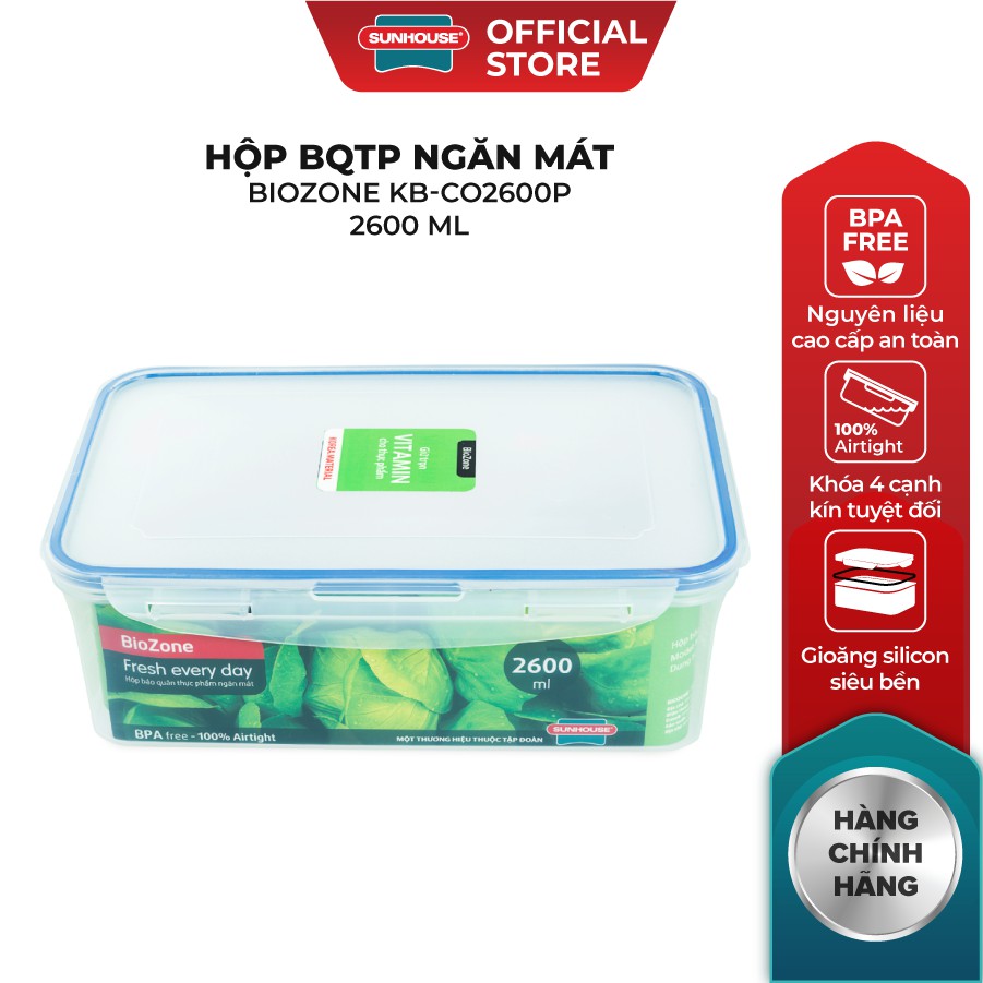 Hộp Bảo Quản Thực Phẩm Ngăn Mát BIOZONE KB-CO2600P 2600 ml