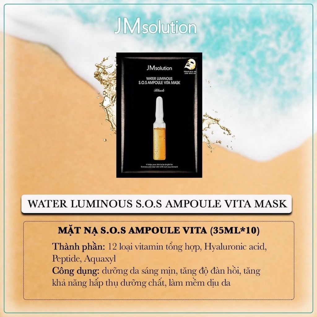 Combo 5 Mặt Nạ Dưỡng Trắng Da, Cải Thiện Làn Da Xỉn Màu Jm solution Water Luminous S.O.S Ampoule Vita Mask 30ml x 5