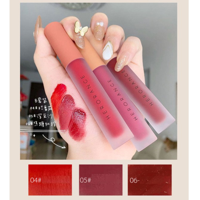 Set 3 Cây Son Kem Lì Herorange Fluffy Lip Glaze