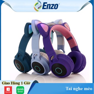 Tai Nghe Mèo Bluetooth, Headphone ,Tai Mèo Dễ Thương Có Mic,Âm Bass Mạnh Mẽ Và Dung Lượng Pin Khủng 400mAh BH 12 Tháng