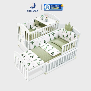 Giường cũi cho em bé đa năng CHILUX PEACE WHITE - Tặng kèm 4 món quà tặng