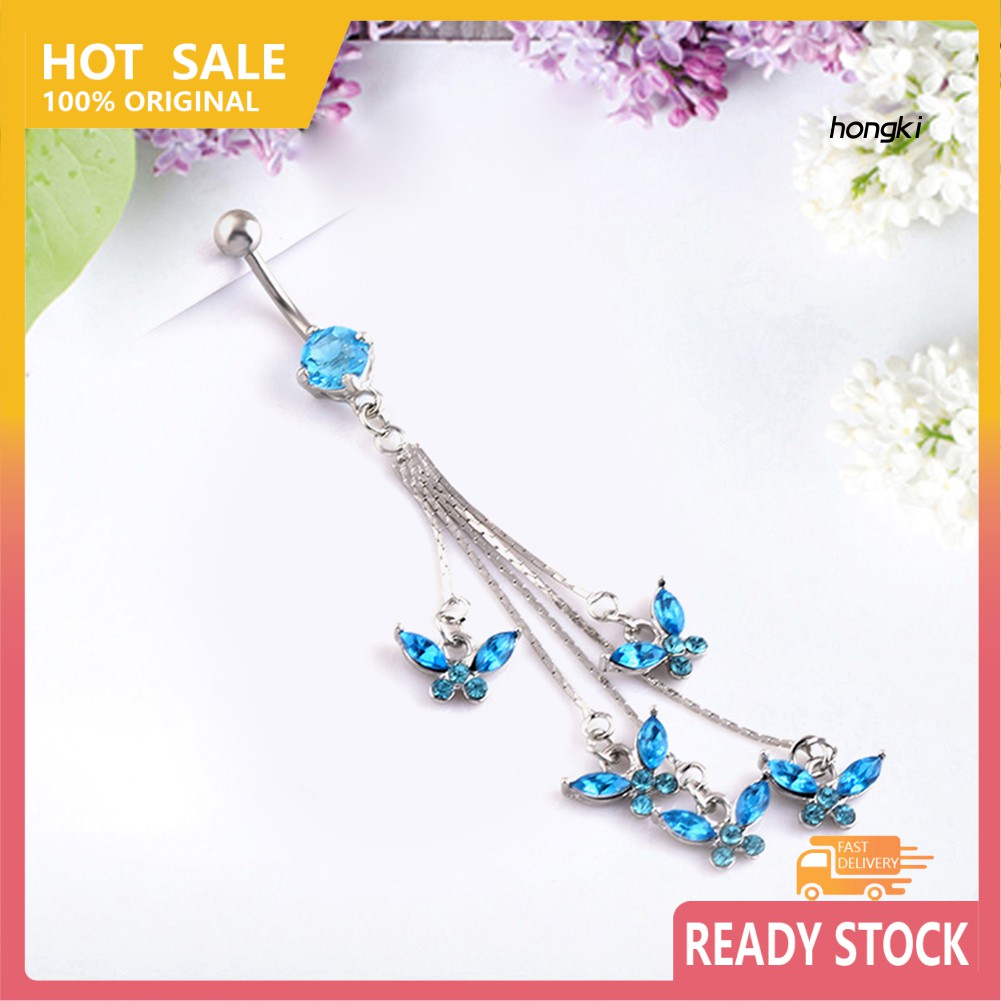 BUTTERFLY (Hàng Mới Về) Khuyên Rốn Hình Bướm Đính Đá Xinh Xắn 14g 316l