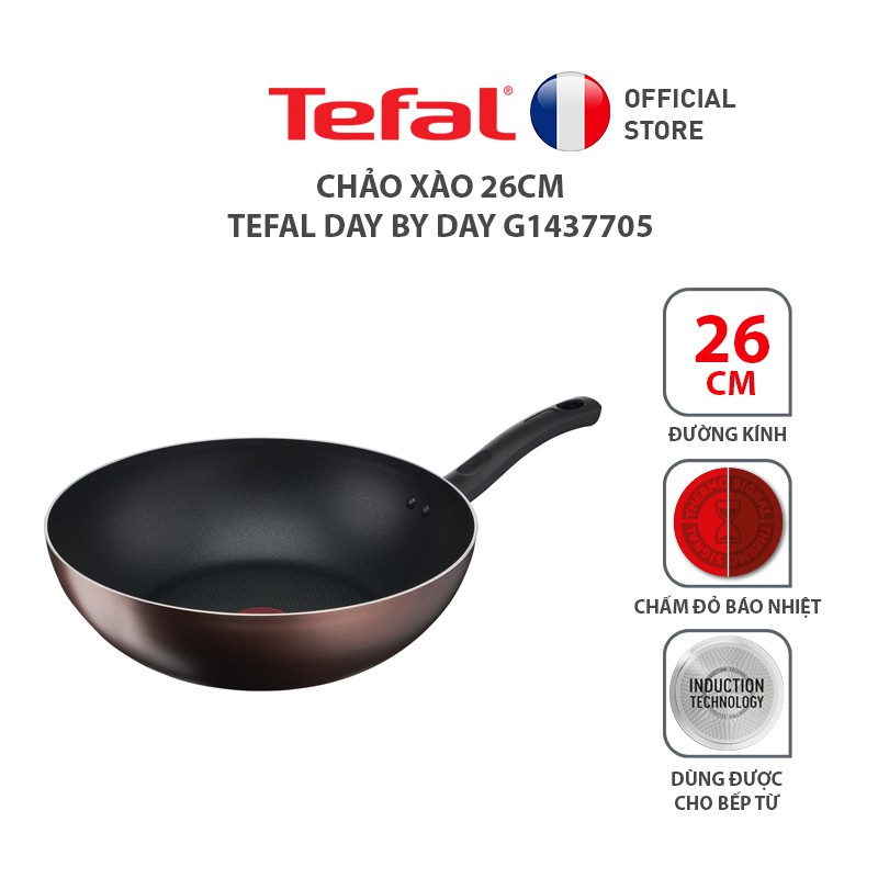 Bộ 3 Tefal Day By Day Chảo chiên 24cm &amp; Nồi thân cao 22cm &amp; Chảo xào 26cm