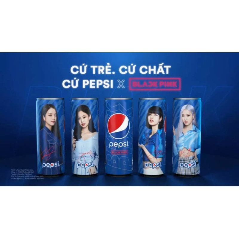 [Đầy đủ 4 thành viên]Pepsi X Blackpink Phiên bản giới hạn có chữ ký (1lon 330ml) Ver Blue