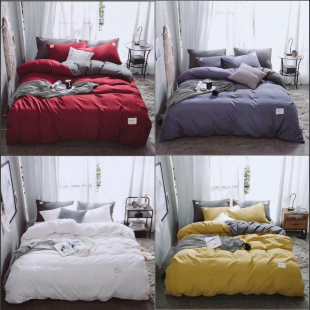 (nhiều mẫu) Bộ Chăn Ga Gối COTTON TC MÀU Trơn 4 món nhập khẩu Nhật