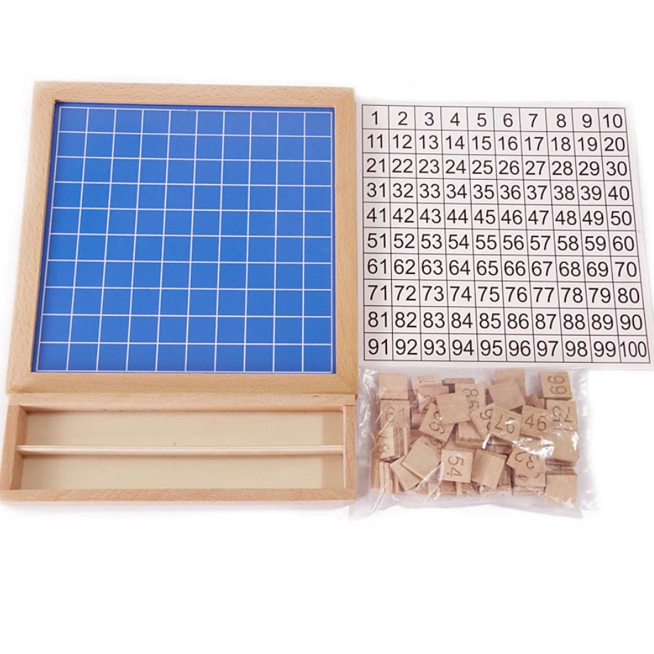 Bảng 100 Montessori kèm khay đựng số và bảng kiểm soát