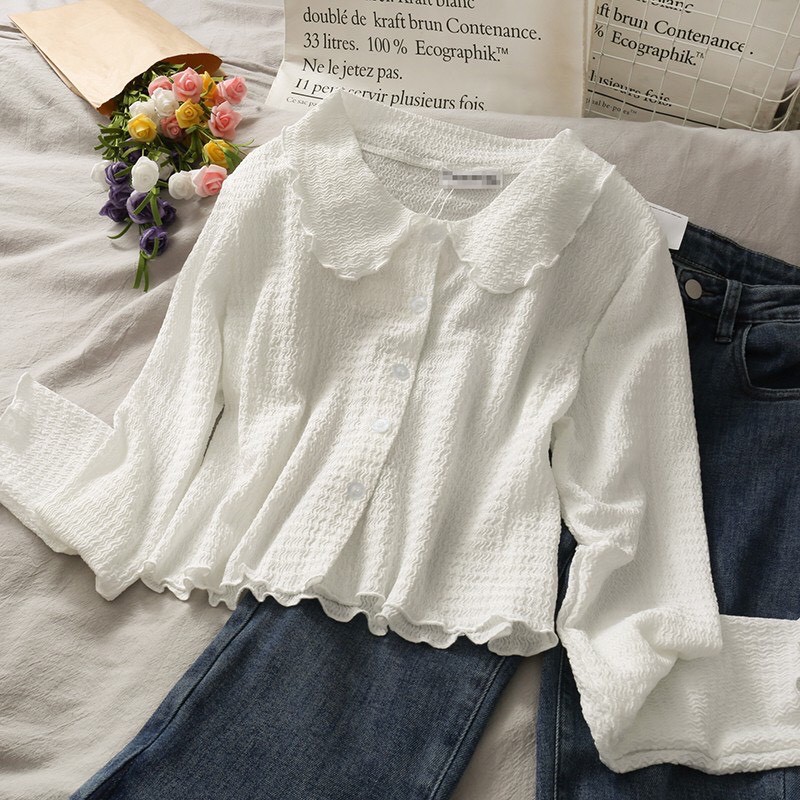 Áo sơ mi - Áo sơ mi cổ tròn style dễ thương | BigBuy360 - bigbuy360.vn