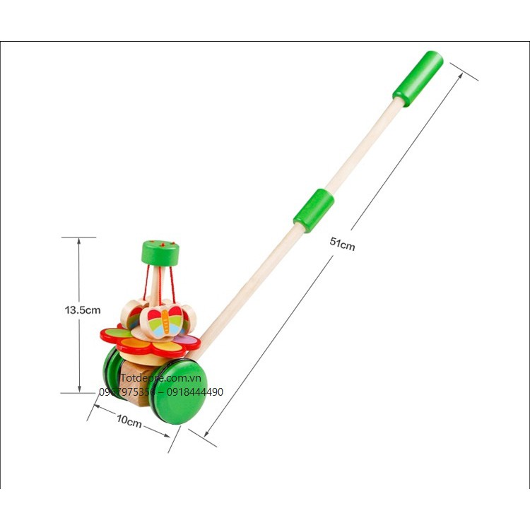 Xe đẩy lục lạc - Đồ chơi gỗ