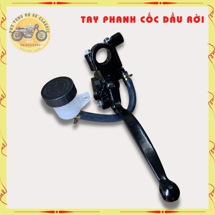 Tay phanh cốc dầu tròn rời tặng pat giữ bình dầu Tay phanh độ xe máy cafe racer Gn125 Win