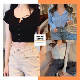 Nữ kiểu tay dài, croptop nữ tay dài ngắn phong cách Hàn Quốc