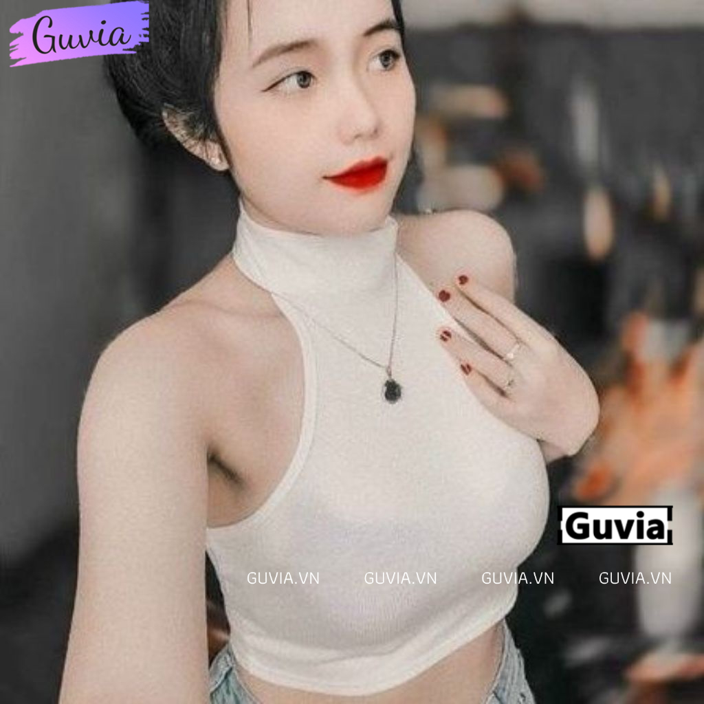 Áo Croptop YẾM CỔ LỌ Nữ Thun Gân Ulzzang Kiểu Ôm Body, Áo Thun Phong Cách Sexy Thời Trang GUVIA CR56