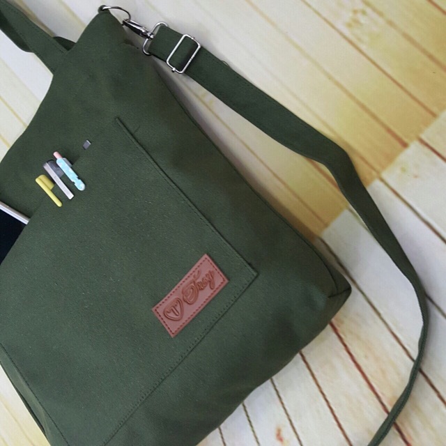 TOTE VẢI CANVAS MỀM XANH BỘ ĐỘI