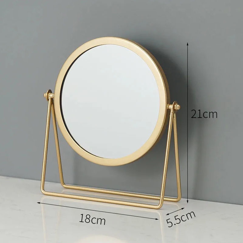 Gương trang điểm để bàn xoay 360 độ khung màu vàng sang trọng