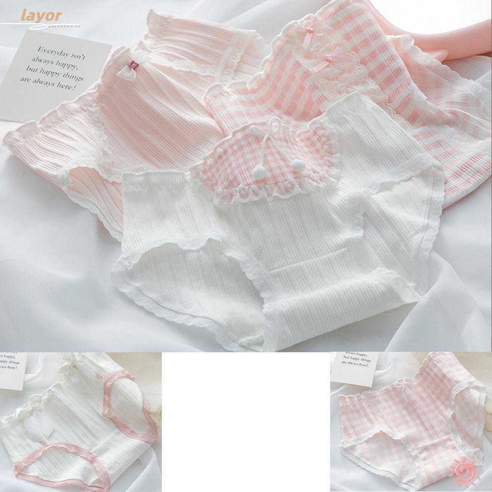 Quần Lót Cotton Lưng Vừa Không Đường May Đính Nơ Thoáng Khí Thoải Mái Cho Nữ