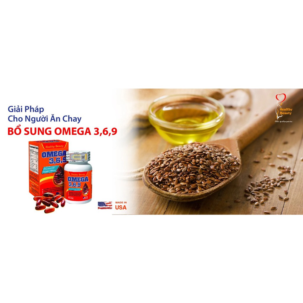 Healthy Beauty OMEGA 3,6,9 hộp 100 viên giúp bổ sung các axit béo không no cho cơ thể, tốt cho tim mạch, não, mắt, da