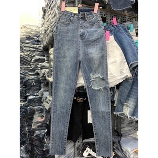 Quần jeans ôm cạp cao hack dáng màu siêu tây