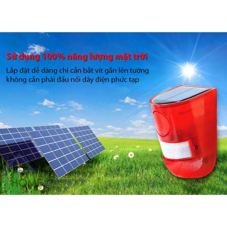 Còi chống trộm SOLAR, còi hú, chuông báo chống trộm hồng ngoại dùng năng lượng mặt trời, BH 6 tháng