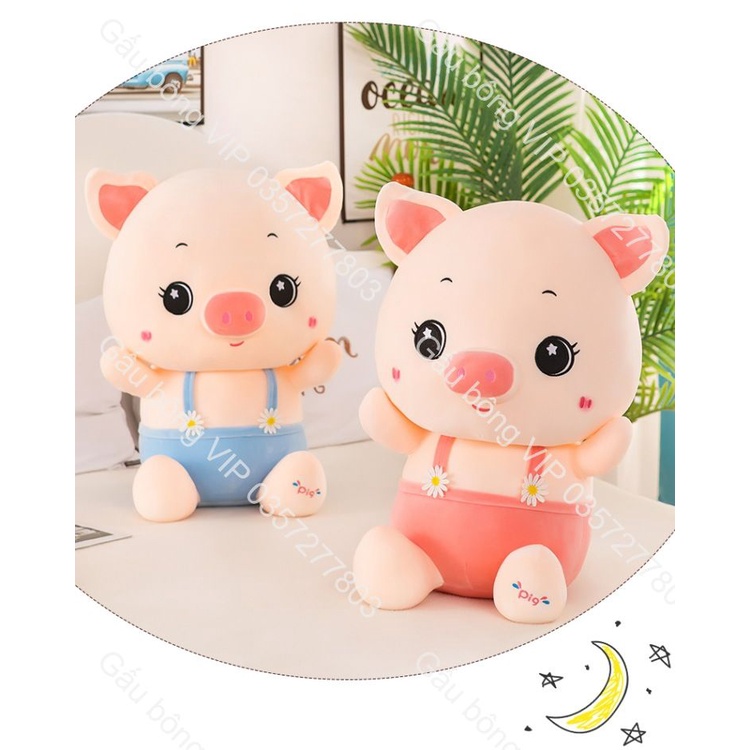 Gấu bông heo mặt yếm hoa mai, heo bụng bự, gấu nhồi bông Dễ Thương, heo bông cute cho bé