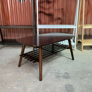 Bàn Trà Bàn Sofa Góc Bo Tròn 2 Tầng Bằng Gỗ Cao Su Tự Nhiên( màu nâu)