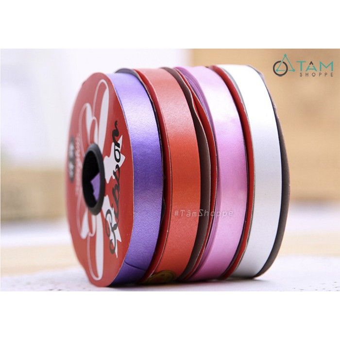 Dây ruy băng nhựa bản 2cm/ 3cm , cuộn ruy băng lụa, làm hoa hồng từ ruy băng