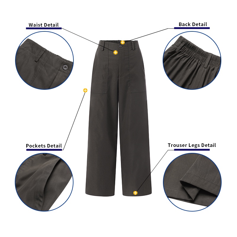 Quần dài ống rộng ZANZEA lưng thun màu trơn thời trang thanh lịch cho nữ