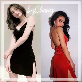 Đầm body 2 dây sexy nhung hở lưng cổ đổ sang trọng bychang