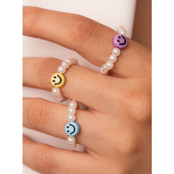 Nhẫn Hạt Châu Smile Nhiều Màu Xinh Xắn