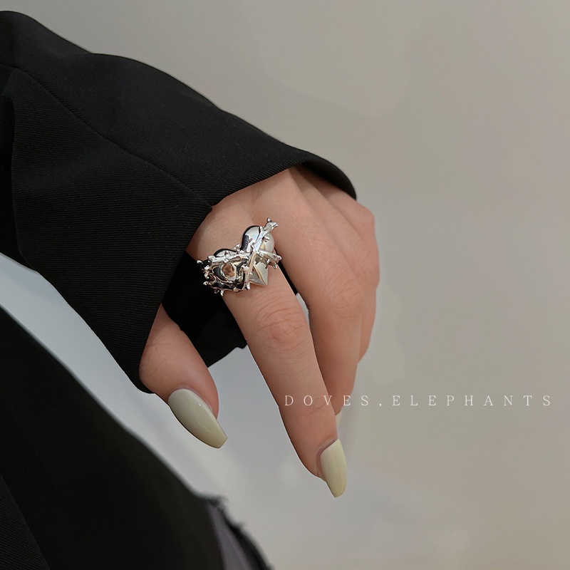 Nhẫn Đeo Ngón Tay Hình Trái Tim Phong Cách Harajuku 19A1282 Thời Trang