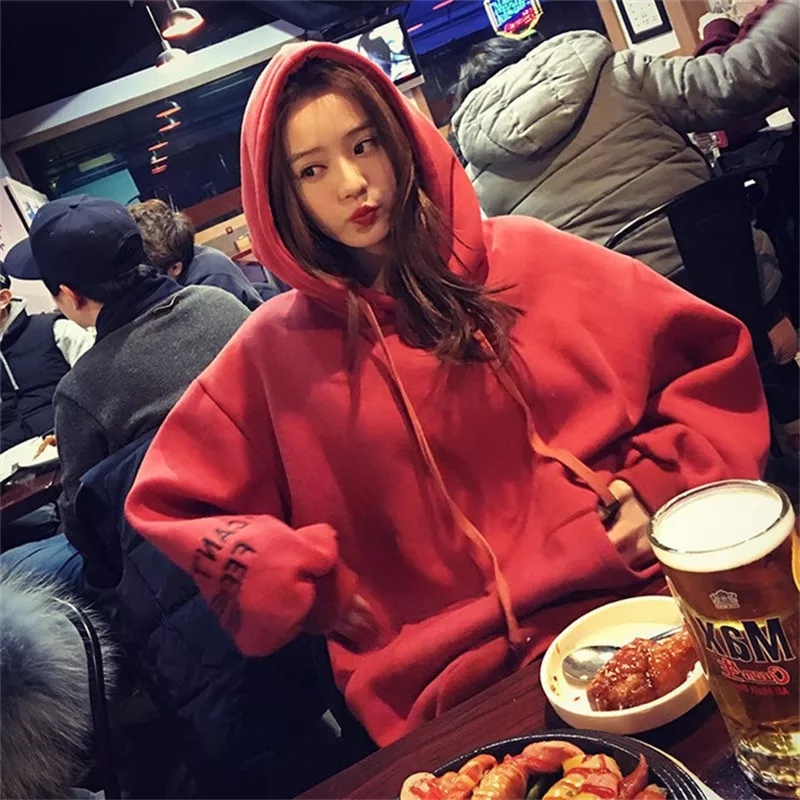 Áo Hoodie Dáng Rộng Thời Trang Thu Đông Hàn Quốc Cho Nữ