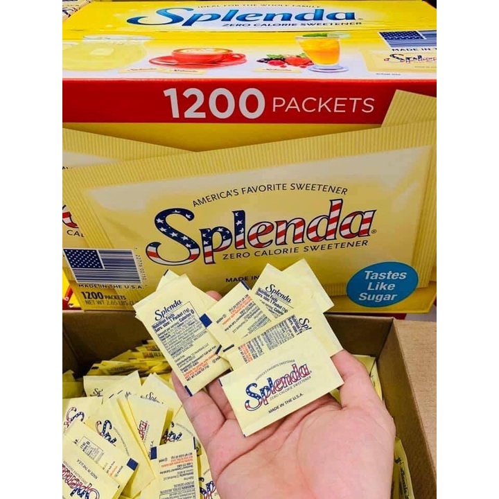 Một thùng Đường ăn kiêng Splenda 0calo 1200gói (keto, eat clean, lowcarb, tiểu đường) , DAS, Sweetener Sugar Replacement