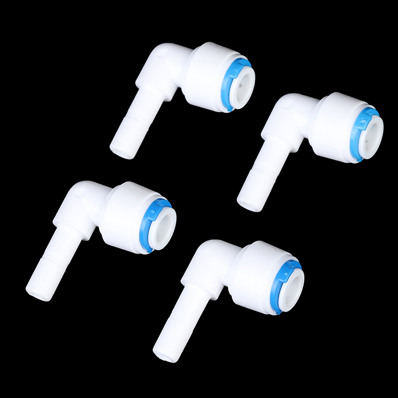 6Pcs Water Filter Connectors Plastic Pipe Fitting Elbow 1/4"-1/4" OD Hose Pipe