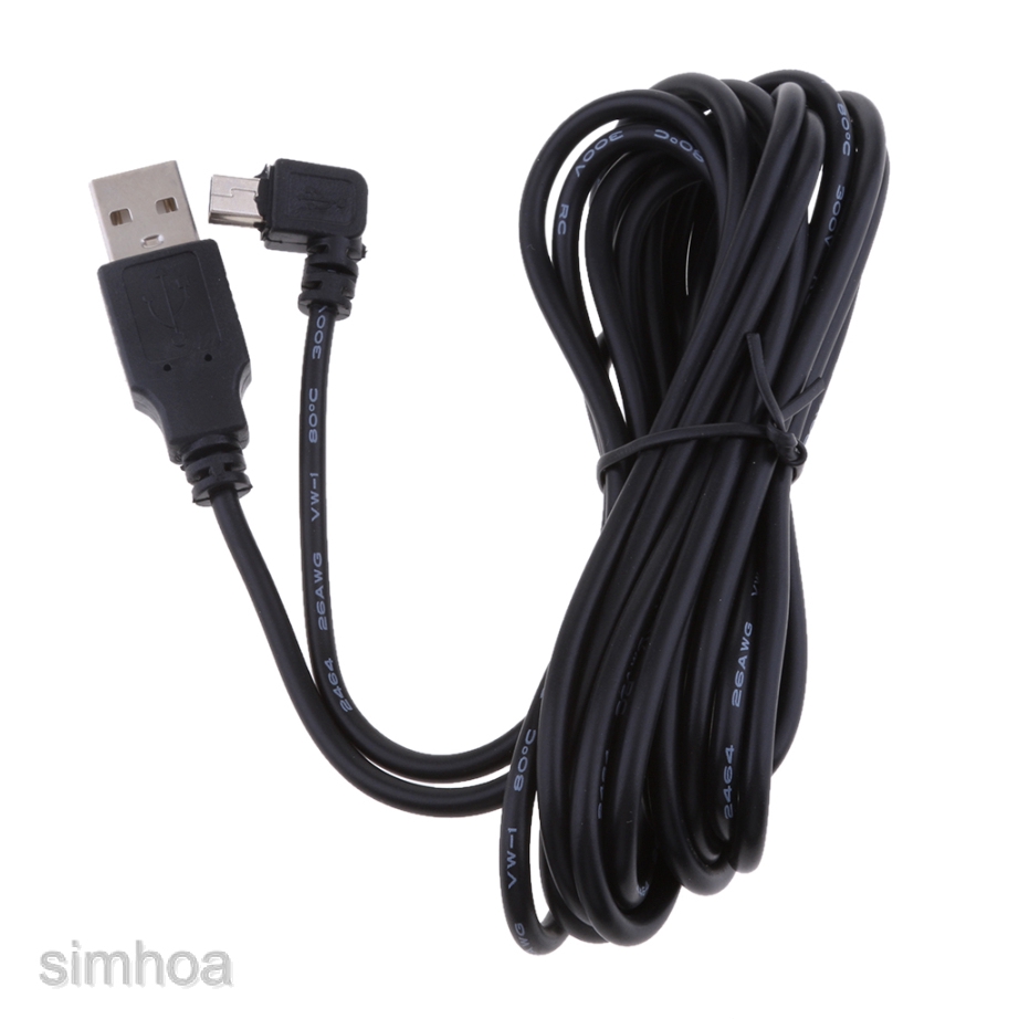 Dây Cáp Sạc USB Mini 3.5M 5V2A Đầu Bẻ Góc Phải 90 Độ Cho Xe Hơi