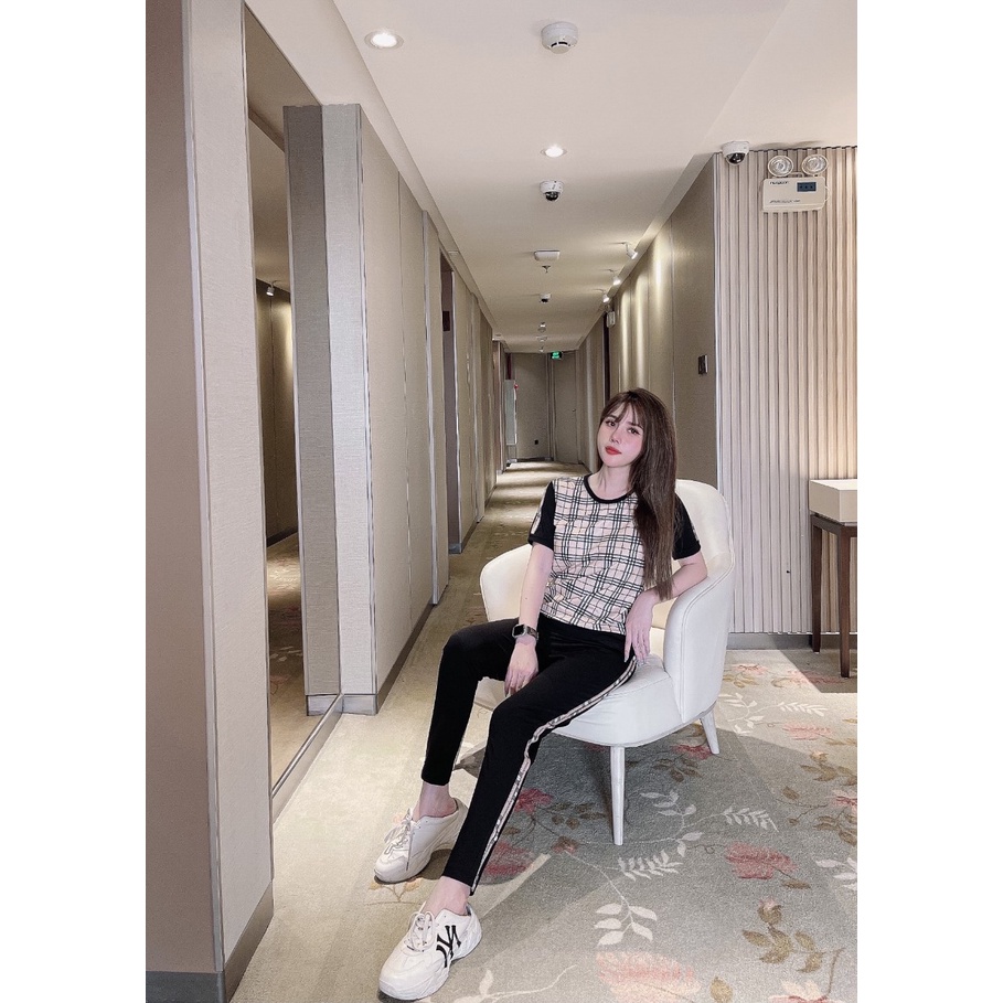 Bộ đồ thể thao nữ phối cam trắng TT398