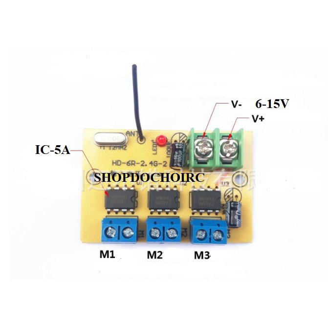 Bộ tay điều khiển 6 kênh và nhận lệnh điện áp 6-15V