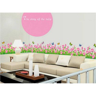 Decal dán tường Hàng rào hoa tulip