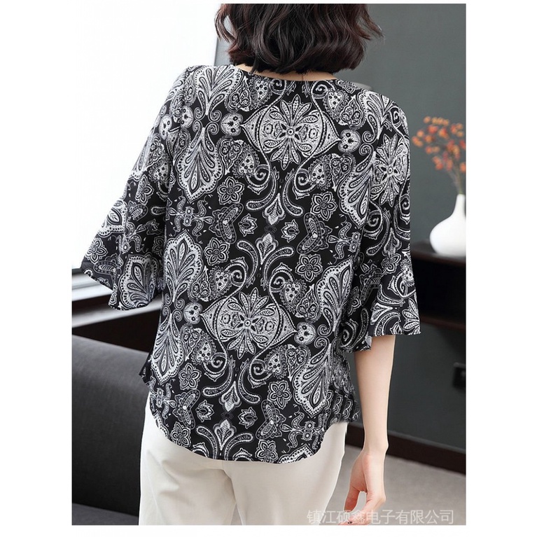 Áo Sơ Mi Tay Ngắn Ống Loe Plus Size Phong Cách Phương Tây Dành Cho Nữ