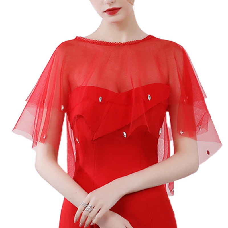 Khăn choàng hai lớp bằng vải tulle mềm mại dành cho cô dâu