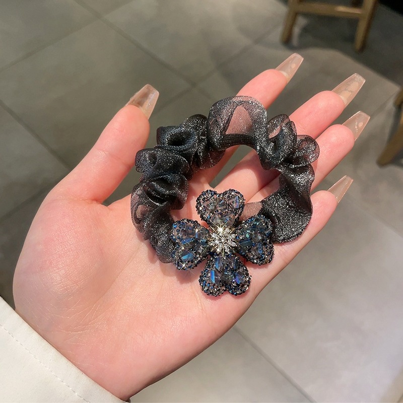 Dây Buộc Tóc Cao Su Bản Lớn Đính Đá Lấp Lánh Thời Trang Cho Nữ