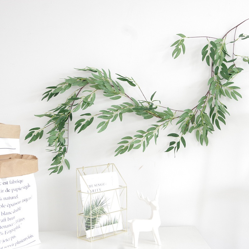 Dây lá liễu nhân tạo bằng lụa dùng cho trang trí 1m/7m DIY