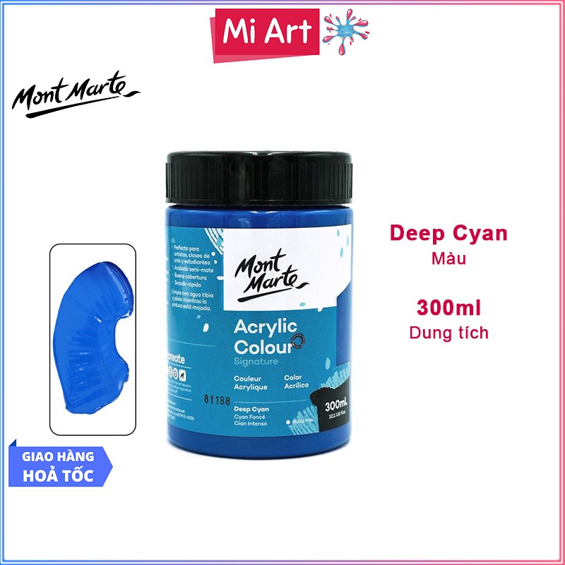 Màu Acrylic Mont Marte 300ml - Deep Cyan - Acrylic Colour Paint Signature 300ml (10.1oz) - MSCH3060