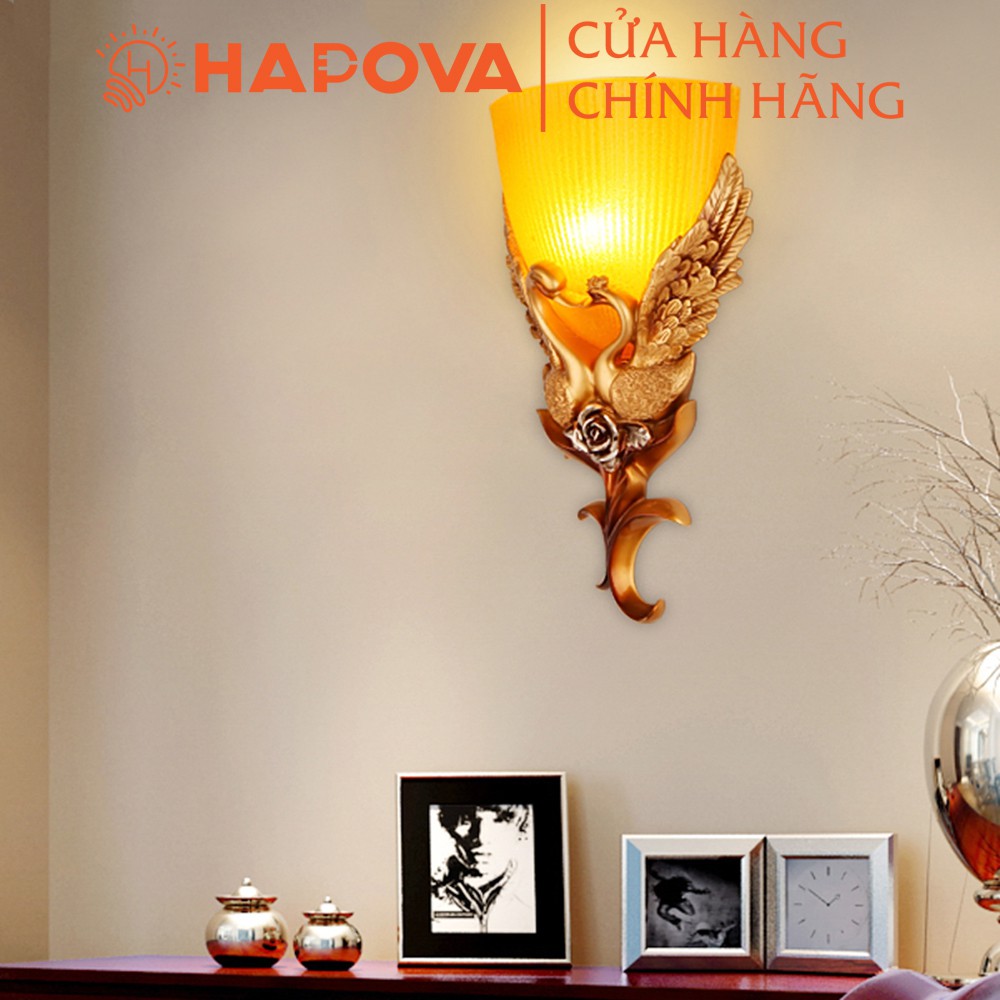 Bộ Đèn hắt Thiên nga Chao đá HAPOVA MAGNUS 6203 + Tặng kèm bóng Led