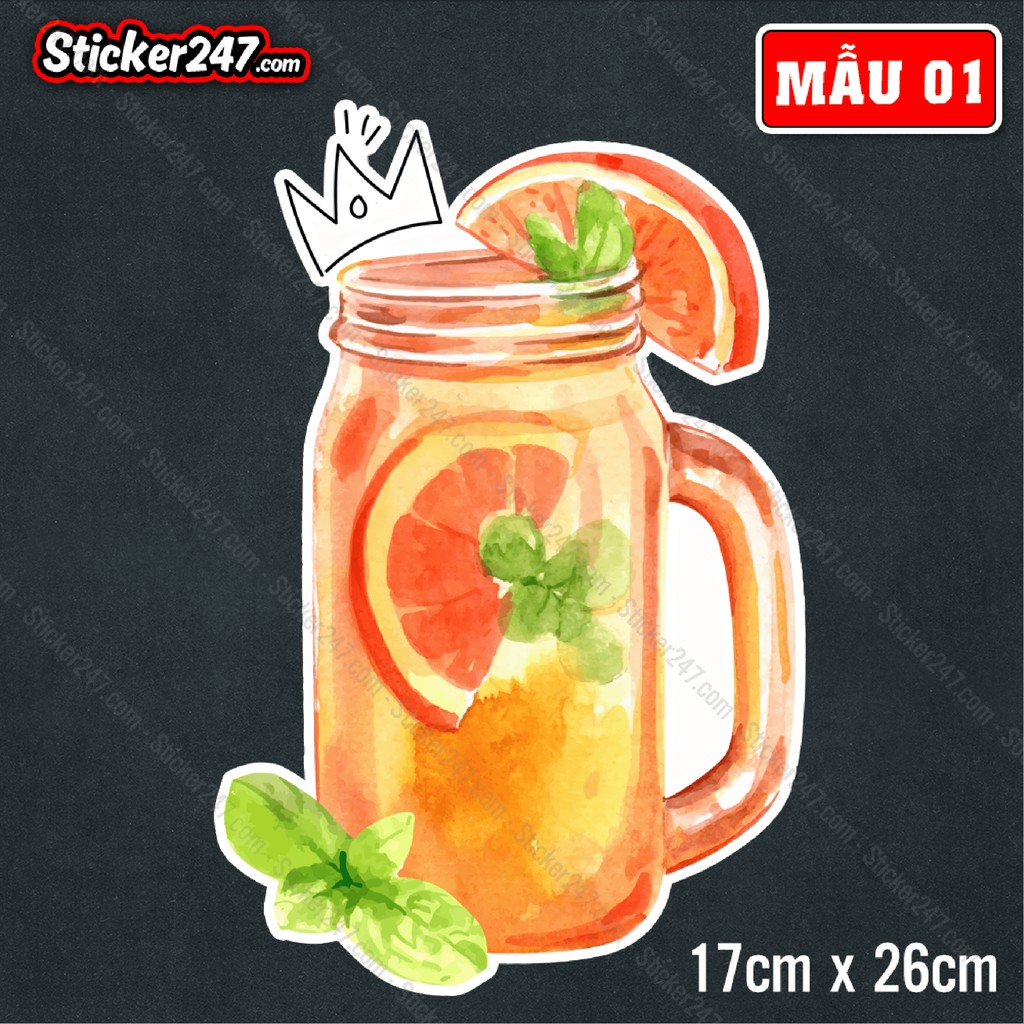 Sticker size lớn ly nước ép, sinh tố, trà sữa 𝑭𝒓𝒆𝒆𝒔𝒉𝒊𝒑 decal trang trí quán cà phê, trà sữa, quán ăn, dán tường, quầy