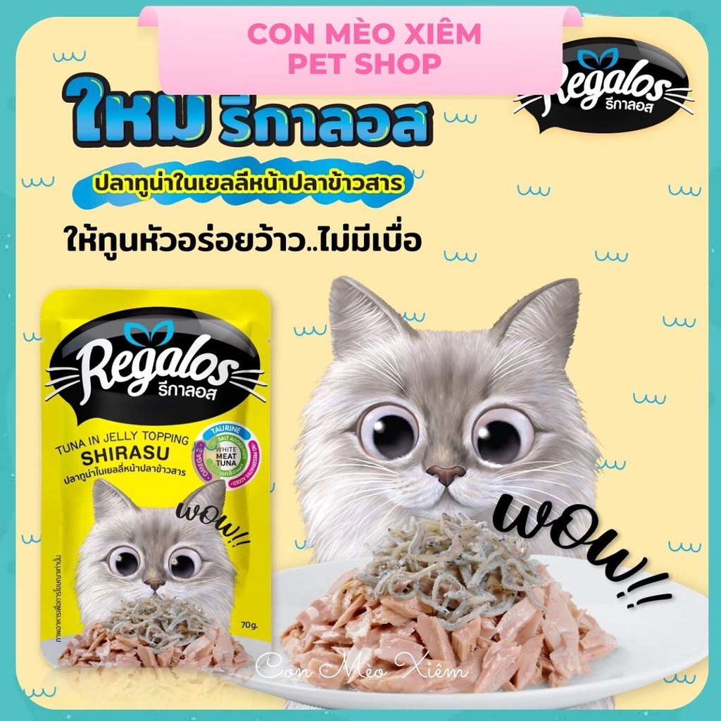 Pate cho mèo Regalos 70g thái lan, thức ăn ướt tăng cân cho mèo con lớn Con Mèo Xiêm