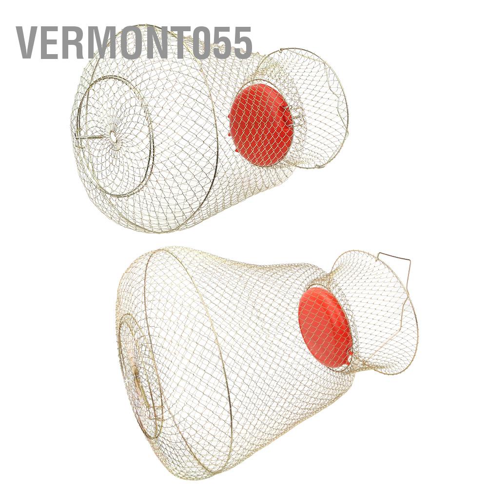 Có thể bán buôn Thép không gỉ có thể gập lại tròn di động Fish Shrimp Basket Fishing Net Cage with Floating Bowl Vermont055 Hàng giao ngay