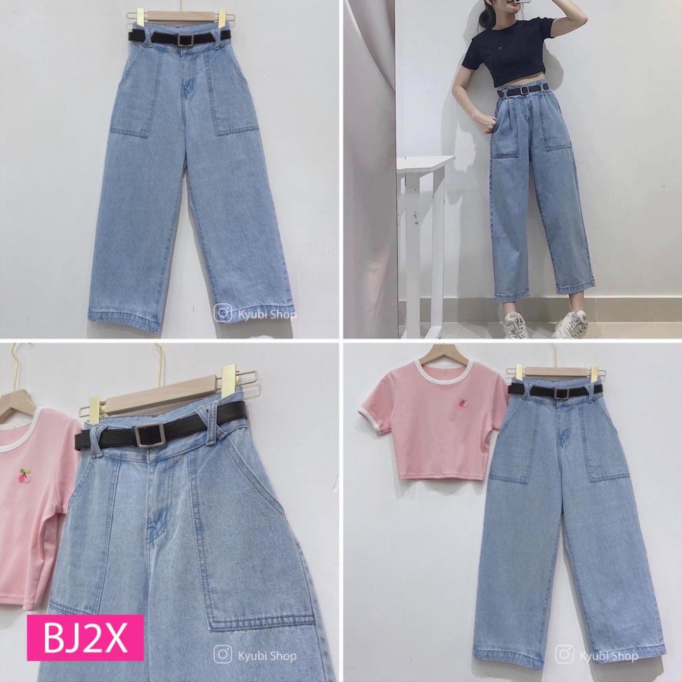 Quần Jeans Cullotes Form Ngố [ Wash ] [Có Set] - KYUBI BJ2X