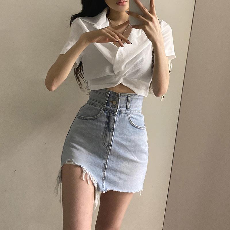 Áo Croptop Tay Ngắn Cổ polo Lưng Cao Kiểu Hàn Quốc Dễ Thương Cho Nữ | BigBuy360 - bigbuy360.vn