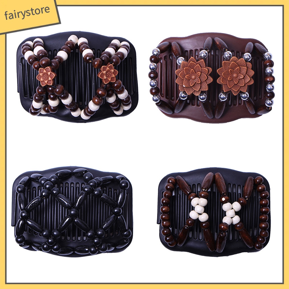 Lược Cài Tóc Hai Đầu Đính Hạt Gỗ Thời Trang Dành Cho Nữ