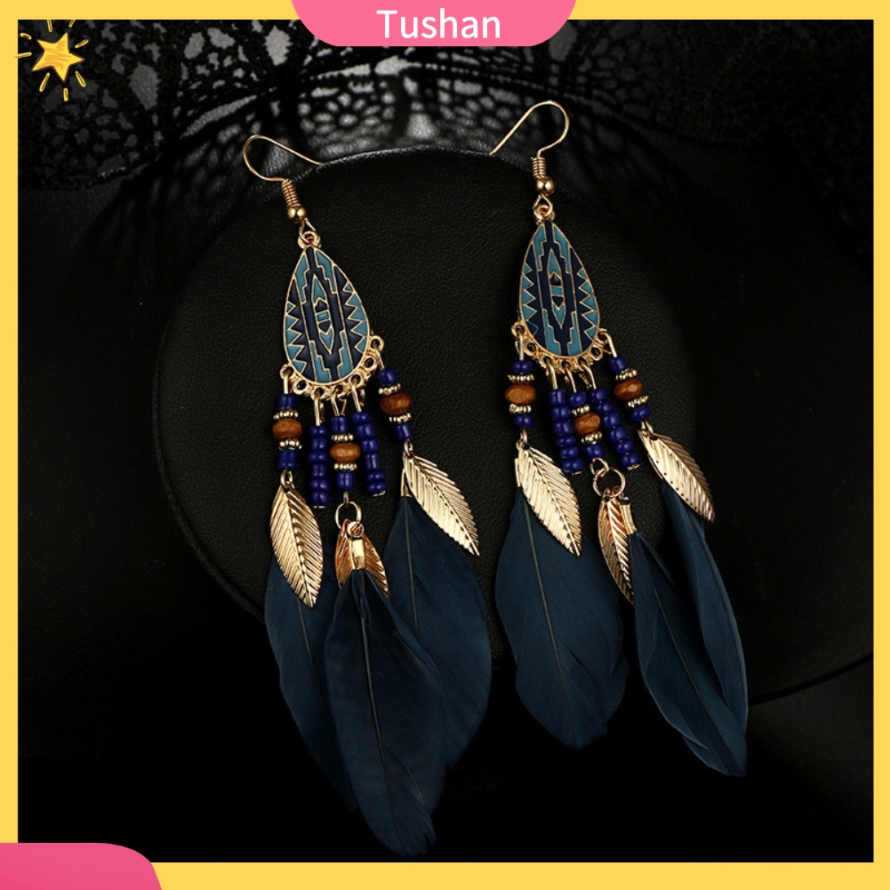 Khuyên tai lông vũ phong cách cổ điển thanh lịch dành cho nữ